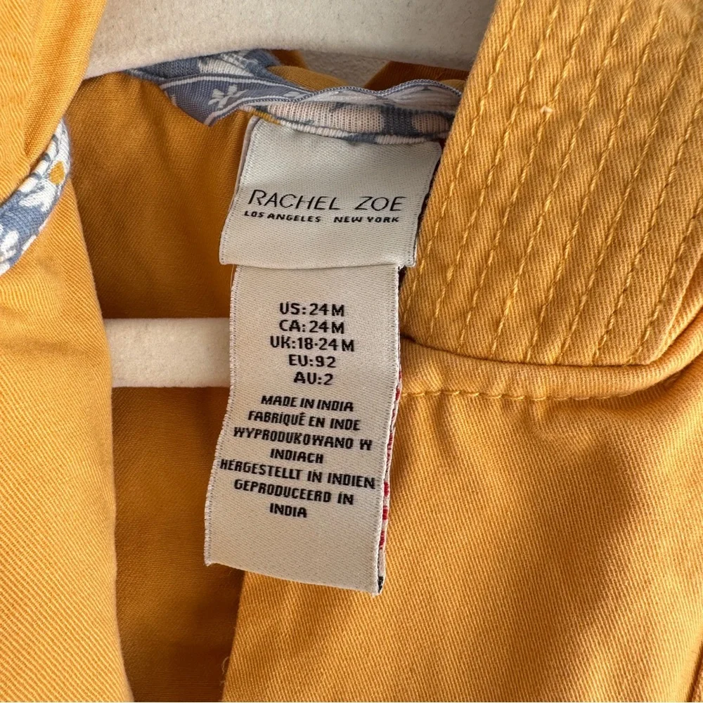 Yellow Hooded Canvas Jacket Size 24 Months - Picture 3 of 4